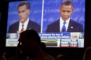 John Rossitto watches the first presidential debate between President Barack Obama and Republican presidential nominee Mitt Romney from a restaurant in San Diego, Wednesday, Oct. 3, 2012. (AP Photo/Gregory Bull)
