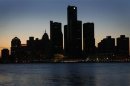 The Detroit skyline is shown during Earth Hour