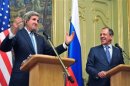 U.S. Secretary of State Kerry and Russian Foreign Minister Lavrov take part in a joint news conference after their meeting in Moscow