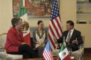 U.S. Secretary of Homeland Security Napolitano talks with Mexico's President Pena Nieto during a private meeting at Los Pinos presidential residence in Mexico City
