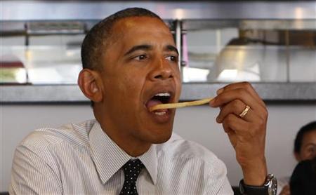 U.S. President Obama eats …
