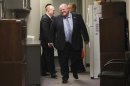 Toronto Mayor Ford walks with chief of staff Provost at City Hall in Toronto