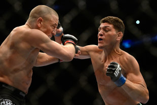 Nick Diaz took plenty of shots at rival Georges St-Pierre during the UFC's 'Time is Now' press conference. (USAT)