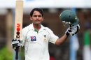 Mohammad Hafeez celebrates after scoring his fifth Test century