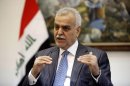 FILE - In this Friday, Dec. 23, 2011 file photo, Iraq's Sunni Vice President Tariq al-Hashemi speaks during an interview with the Associated Press near Sulaimaniyah, Iraq. Interpol has issued a so-called 
