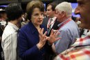 U.S. Sen. Diane Feinstein, talks to well-wishers after her speech at the California Democrats State Convention in Sacramento, Calif., Saturday, April 30, 2011. Feinstein told the Democratic faithful that they must work to retake the Hose of Representatives next year or risk deep GOP budget cuts that would hurt seniors and poor people the most. (AP Photo/Rich Pedroncelli)