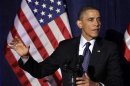 U.S. President Barack Obama delivers remarks at the Organizing for Action dinner in Washington