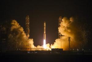 The Proton-M booster blasts off with the Satmex 8 communication satellite at Baikonur cosmodrome