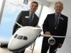 Boeing company's chairman and CEO, McNerney and Conner, President and CEO of Boeing commercial airplanes, pose with a 787-10 model during the 50th Paris Air Show, at the Le Bourget airport