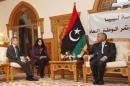 Nouri Abusahmain, the head of Libya's General National Congress meets with Bernardino Leon Special Representative United Nations for Libya in Tripoli