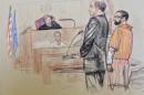 A British national accused of operating a website that promoted jihad and supported al Qaeda is pictured as he plead guilty in this courtroom sketch in U.S. District Court in New Haven