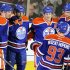 Oilers celebrate goal against Kings during their NHL hockey game in Edmonton