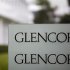 The logo of Glencore is seen in front of the company's headquarters in the Swiss town of Baar