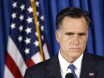 U.S. Republican presidential nominee and former Massachusetts Governor Mitt Romney listens to questions on the attack on the U.S. consulate in Libya, in Jacksonville