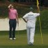 Brandt Snedeker of the U.S. reacts to missing a birdie putt on the 12th green during final round play in the 2013 Masters golf tournament in Augusta