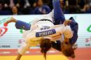 Germany's Romy Tarangul (white) competes for the bronze medal against Poland's Karolina Penkowska during the team competition at the World Judo Championships in Chelyabinsk, on August 31, 2014