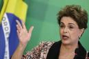 Brazil's President Dilma Rousseff gestures during a news conference for foreign journalists at Planalto Palace in Brasilia