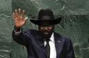 South Sudan's President Salva Kiir gestures before addressing the 69th United Nations General Assembly at the U.N. headquarters in New York
