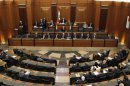 Lebanese members of parliament attend a session in Beirut