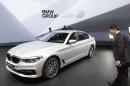 The BMW 530e is displayed at the North American International Auto show, Monday, Jan. 9, 2017, in Detroit. (AP Photo/Carlos Osorio)