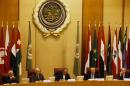Foreign ministers of the Arab League take part in an emergency meeting at the league's headquarters in Cairo