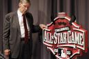 Baseball commissioner Bud Selig answers questions at a news conference, Friday, Aug. 22, 2014, prior to a baseball game between the Cincinnati Reds and the Atlanta Braves in Cincinnati. Cincinnati hosts the All-Star game in 2015. (AP Photo/Al Behrman)