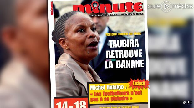 Christiane Taubira maligne comme un singe, retrouve la banane à la Une de Minute