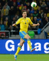 Sweden's Per Nilsson pictured during their World Cup qualifier against Austria on October 11, 2013 in Solna