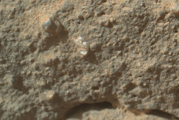 This photo from the Mars rover Curiosity is a close-up of a transparent rock feature that some have dubbed a "flower." A NASA spokesman has said it appears to be part of the rock.