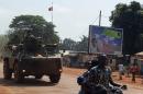 A French army armored vehicle patrols in Bangui on November 27, 2013