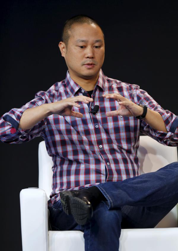 Tony Hsieh, CEO of Zappos, speaks during the Wall Street Journal ...
