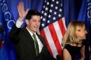 Speaker of the House Paul Ryan (R-WI) waves to the crowd in Janesville, Wisconsin.