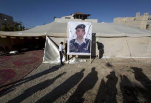 A banner with a picture of Jordanian pilot, Lt. Muath &hellip;