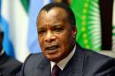 Republic of Congo will hold a referendum on a constitutional amendment allowing President Denis Sassou Nguesso, pictured on March 3, 2015, to run for a controversial third term in office
