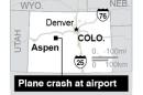 Locates Aspen, Colo., where a private jet crashed; 1c x 1 1/2 inches; 46.5 mm x 38 mm;