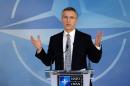NATO chief Jens Stoltenberg talks to the media at headquarters in Brussels on February 10, 2016