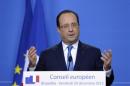 France's President Francois Hollande addresses a news conference during a European Union leaders summit in Brussels