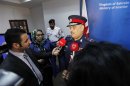 Bahrain's Police Chief Tariq Al Hassan speaks during a media briefing on details of five bomb explosions in Manama