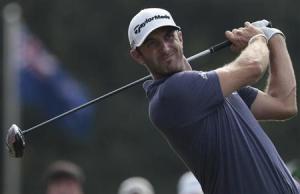 Dustin Johnson of the U.S. tees off on the 10th hole during the second round of the WGC-HSBC Champions golf tournament in Shanghai