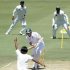 Pakistan's Rahat Ali celebrates after taking the wicket of South Africa's Kyle Abbott on the second day of the third cricket test match in Pretoria