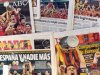 The front pages of Monday's Spain's national newspapers pictured in Madrid