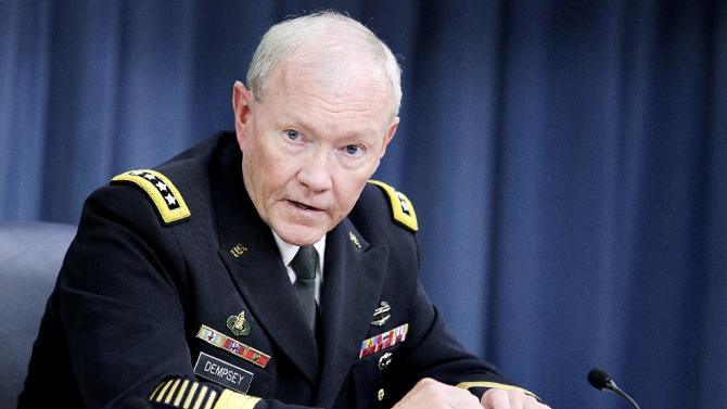 Joint Chiefs of Staff Chairman General Martin Dempsey speaks to the press during a news conference at the Pentagon on September 26, 2014