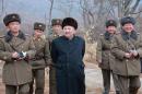 North Korean leader Kim Jong Un inspects a sub-unit under KPA Unit 233