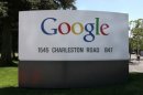 Logotipo de Google en su sede central, en California