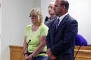 Joyce Mitchell is arraigned in City Court on Friday, June 12, 2015, in Plattsburgh, N.Y. Mitchell is accused of helping two convicted killers escape from Clinton Correctional Facility in Dannemora. (AP Photo/Mike Groll, Pool)
