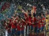 Spain's Casillas lifts up the trophy after defeating Italy to win the Euro 2012 final soccer match at the Olympic stadium in Kiev