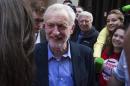 Jeremy Corbyn, the new leader of Britain's opposition Labour Party greets supporters after speaking in a pub in London, Britain