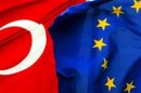 Flags of Turkey and the European Union flutter side by side in Istanbul