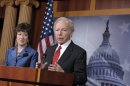 Senate Homeland Security Committee Chairman Sen. Joseph Lieberman, I-Conn., right, accompanied by the committee's ranking Republican, Sen. Susan Collins, R-Maine, speaks during a news conference on Capitol Hill in Washington, Monday, Dec. 31, 2012, to discuss the committee's report on the security deficiencies at the temporary U.S. Mission in Benghazi, Libya. (AP Photo/Susan Walsh)
