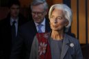 IMF chief Lagarde leaves after a hearing by French magistrates in Paris